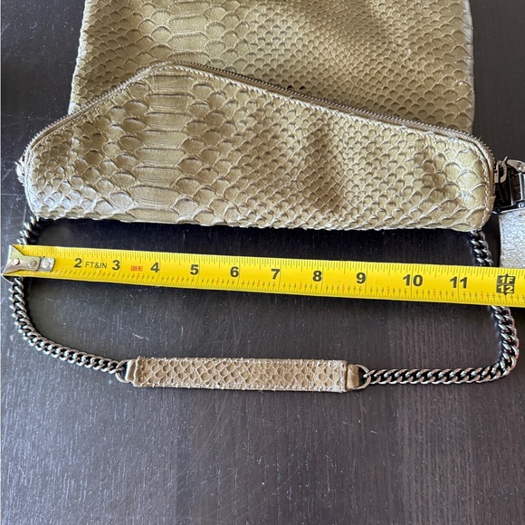 Rare Henri Bendel Olive Green Snakeskin Clutch Wristlet
